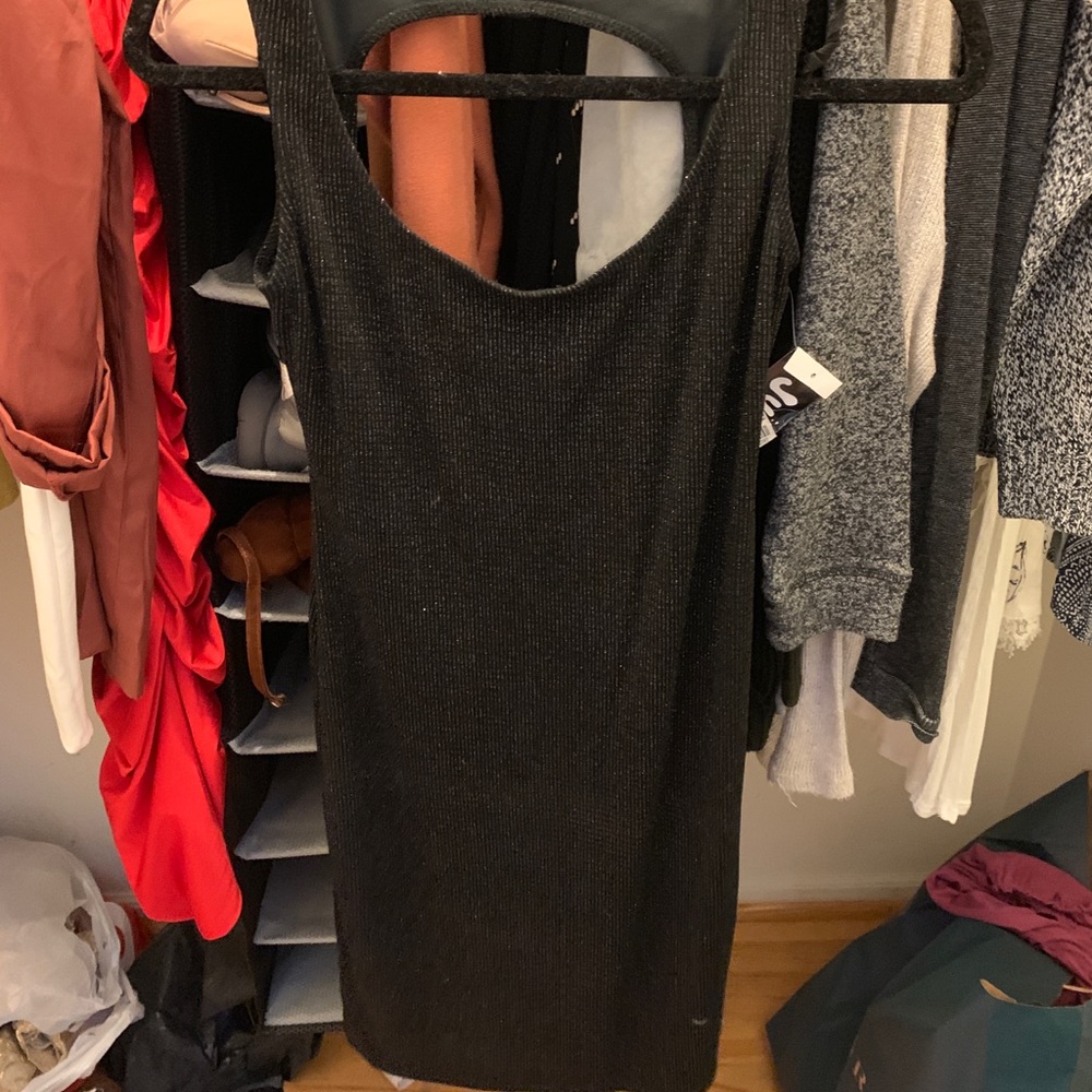 Black open back dress